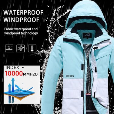 Жіночий гірськолижний костюм (2 частини) від ALSOGO: тепла водонепроникна куртка та штани для сноубордингу та катання на лижах, чорний