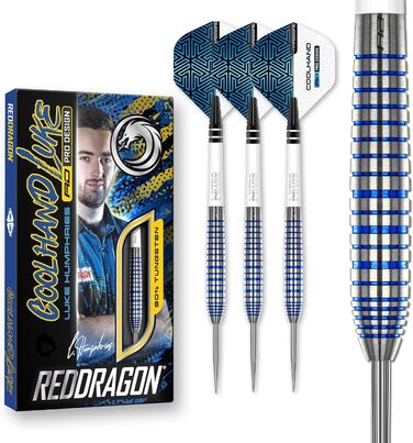 Дартс набір Red Dragon Luke Humphries TX Series, стілтип, вольфрам, 22 г, 3 шт, з крилами і хвостовиками, преміум-якість