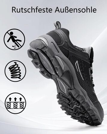 Туфлі для хайкінгу/трекінгу чоловічі та жіночі, водонепроникні, легкі, дихаючі, 38-46 EU (44 EU, чорний/сірий)