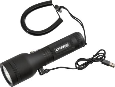 Ліхтар Cressi Astra Black - потужний LED-ліхтар для підводного плавання, риболовлі та досліджень, 2100 люмен, водонепроникний IPX8, 100м, унісекс, чорний