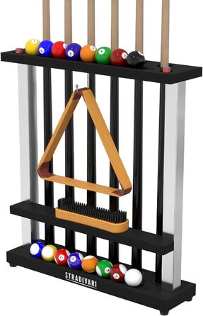 Підставка для хвістків Stradivari Francesca | На 6 хвістків | Для різних довжин | З відсіком для кульок та щіток | Чорна, стійка, не потребує кріплення до стіни