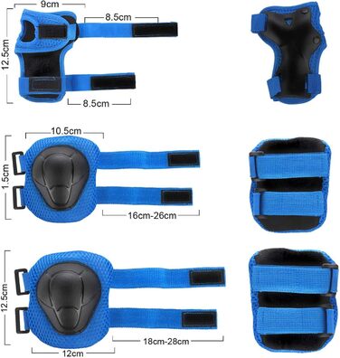 Набір захисту 7 в 1 для дітей 3-8 років: шолом, наколінники, налокітники, захист зап'ястя. Підходить для катання на роликах, скейтборді, самокаті, велосипеді. Колір: блакитний