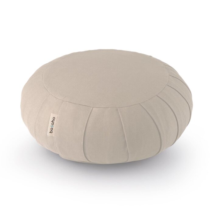 Подушка для медитації Basaho CLASSIC Zafu | З органічної бавовни, з наповнювачем з шкаралупи гречанки | Знімний, пральний чохол (натуральний)