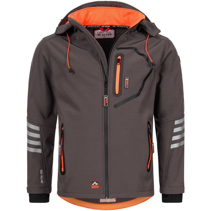 Чоловіча куртка Softshell AS301: водонепроникна функціональна куртка для outdoor з флісовою підкладкою, сіро-помаранчева, розмір L
