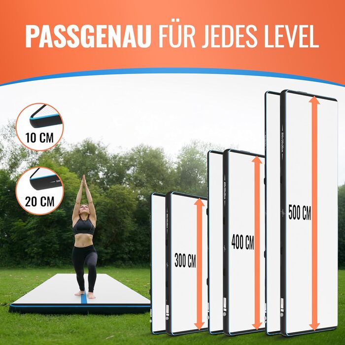 Airtrack мат для гімнастики надувний 3/4/5м, 120см, 10/20см, з електронасосом, ремонтним набором та сумкою 400x120x20см