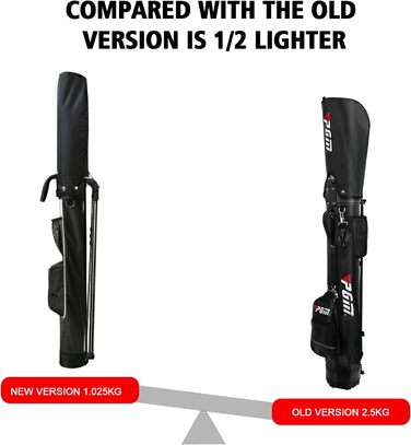 Сумка для гольфу PGM - Легка, з ременем та підставкою - Міцна та зручна для тренувань та гри - Сумка для гольфу PGM Gun Bag 2.0 Чорний