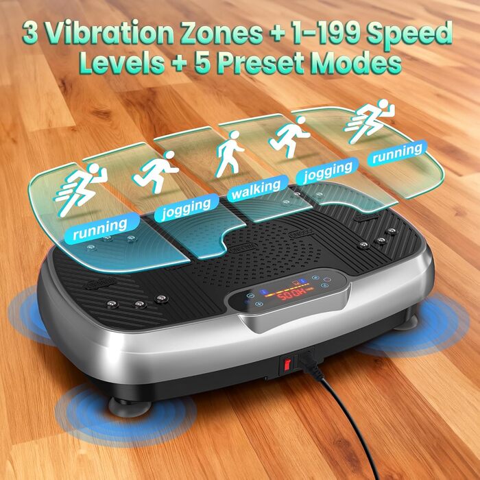 Віброплатформа для дому з подвійним мотором, 160 кг, для схуднення, тренування всього тіла та нарощування м'язів (Сірий)