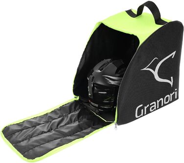 Чохол для лижних черевиків з рюкзаком та місцем для шолома та аксесуарів | Чохол для лижних черевиків, рюкзак для лиж, сноуборду та ковзанів (неоновий жовто-чорний)