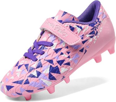 Дитячі футбольні бутси DREAM PAIRS для хлопчиків та дівчаток. Зручні, дихаючі, унісекс, для залу та тренувань. Рожево-фіолетові, 36 EU