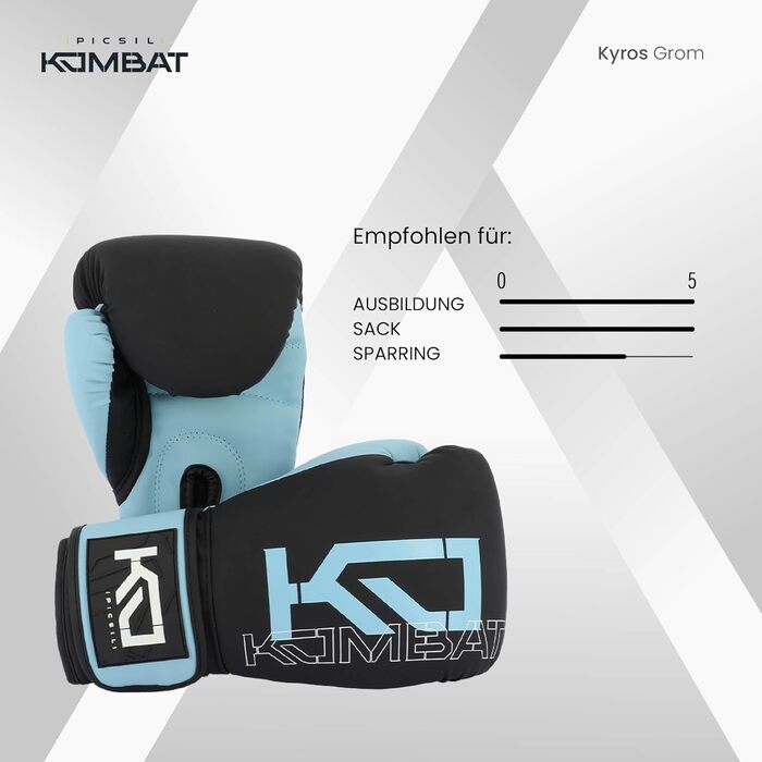 Боксерські рукавички Picsil Kombat Kyros Grom для тренувань і боїв, універсальні, для муай-тай, ММА, кікбоксингу