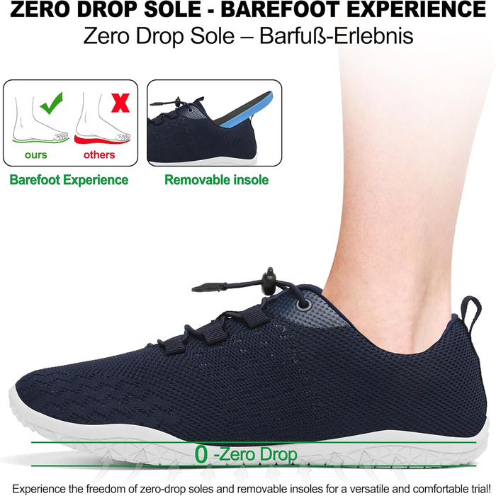 Geweo Взуття для пішохідної ходи Безшовне взуття для жінок та чоловіків Спортивні кросівки з широкою передньою частиною Легкі спортивні взуття для фітнесу, джогінгу, трейлу, ходьби босоногою. Zero-Drop підошва. Туристичне та повсякденне взуття. Унісекс. 3