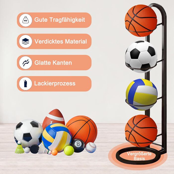 Стійка для зберігання м'ячів: баскетбол, футбол, волейбол. Вертикальна підставка для м'ячів