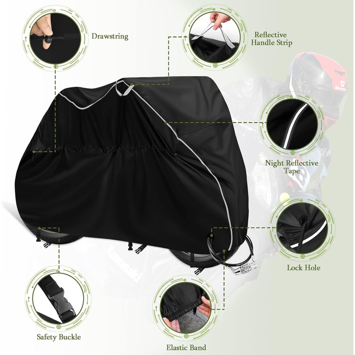 Водонепроникна захисна накидка для мотоцикла Motorrad, 210D, UV-захист, зимова, 245 x 105 x 125 см