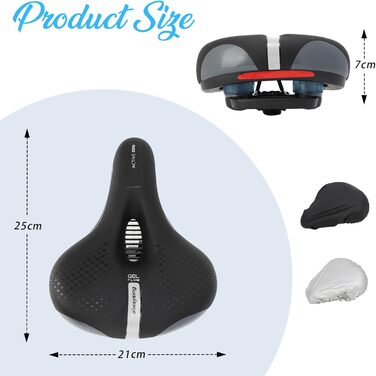 Комфортне велосипедне сідло BWBIKE з широким сидінням та пам'яті-ефектом, водонепроникний чохол з екошкіри, універсальне, срібного кольору