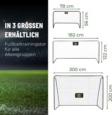 Футбольні ворота Umbro 182x122x61 см, металеві, чорні, для дітей і дорослих, для саду та дому, тренувальні
