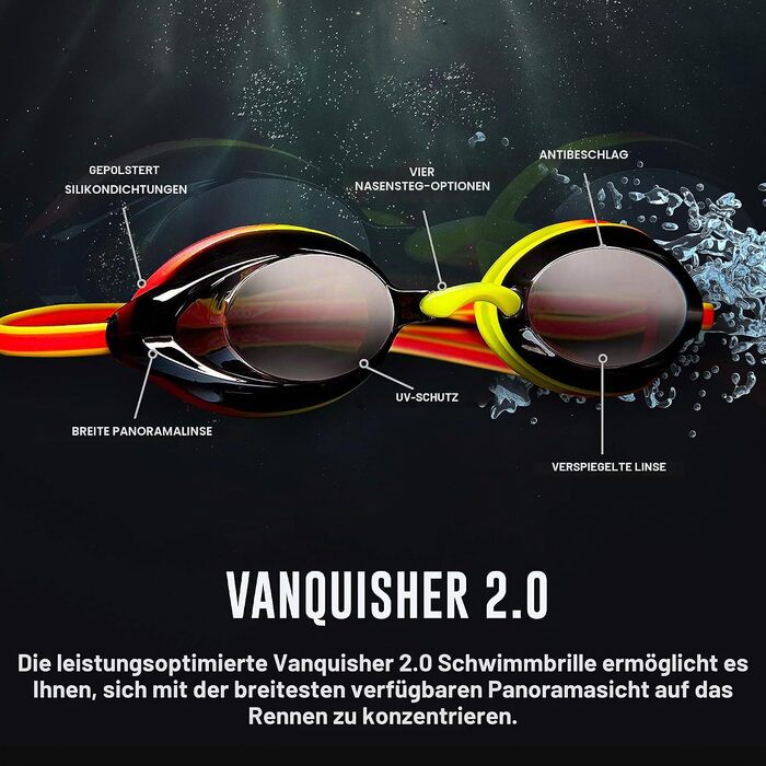 Спортивні плавальні окуляри Speedo Vanquisher 2.0 унісекс, дзеркальні, сріблясті
