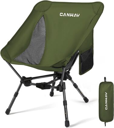 CANWAY Складний туристичний стілець, ультралегкий, 180 кг, армійний (оливковий)
