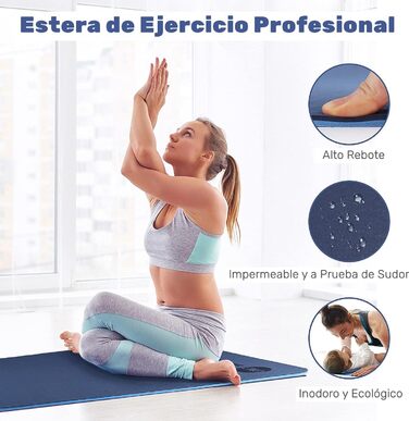 Килимок для йоги з TPE, 183x61 см, 6 мм, неслизький, для йоги, пілатесу, фітнесу, реабілітації, синій