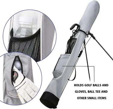 Сумка для гольфу PGM - Легка, зі стійкою та ременем - Міцна та зручна для тренувань та гри - Сумка для гольфу PGM Gun Bag 2.0 (GRAU)