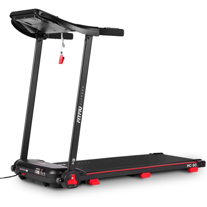 Біговий тренажер FITFIU MC-90 з мотором 2.0 HP, регулюванням швидкості до 14 км/год та нахилом 9%, з підключенням до Kinomap, Zwift та Fitime, динаміком та тримачем для планшета