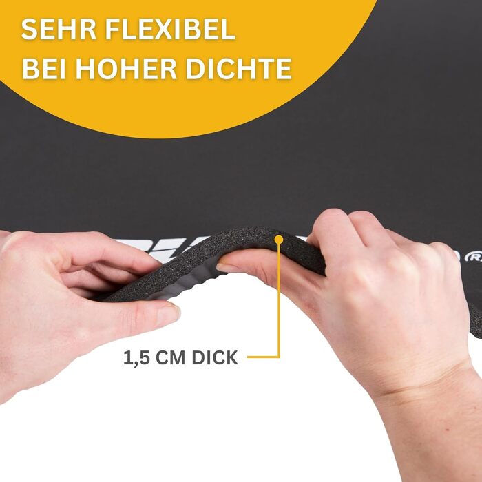 Килимок для тренувань Muawo Premium: фітнес, йога, гімнастика | Нековзний | Товстий та довгий (190 x 100 x 1,5 см) | Сірий