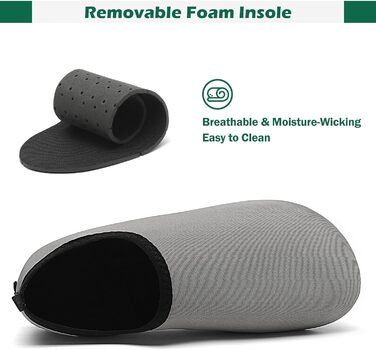 Шкарпетки для душу SAGUARO 7 отворів, швидко сохнуть, не слизькі, для чоловіків та жінок, розмір 36-47 (40/41 EU, сірий)