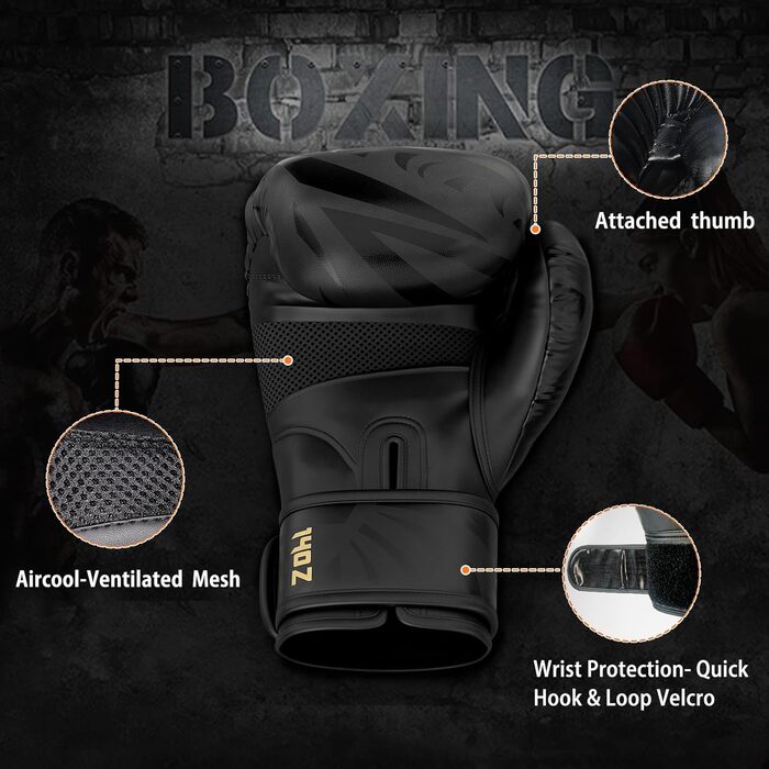 Боксерські рукавички Dripex з PU шкіри, 14 oz. Для боксу, ММА, спарингу, муай-тай, кікбоксингу. Підходять для чоловіків, жінок та підлітків.