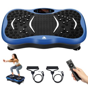 Віброплатформа Evolve для фітнесу з Bluetooth, 5 режимів, 2 гумові еспандери, обладнання для дому, блакитна