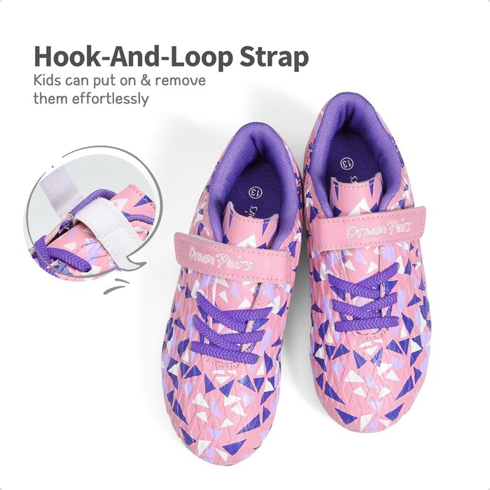 Дитячі футбольні бутси DREAM PAIRS для хлопчиків та дівчаток. Зручні, дихаючі, унісекс, для залу та тренувань. Рожево-фіолетові, 36 EU