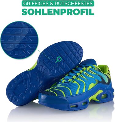 Спортивні кросівки для жінок та чоловіків з амортизацією, легкі бігові кросівки (44 EU, Синій, Зелений)