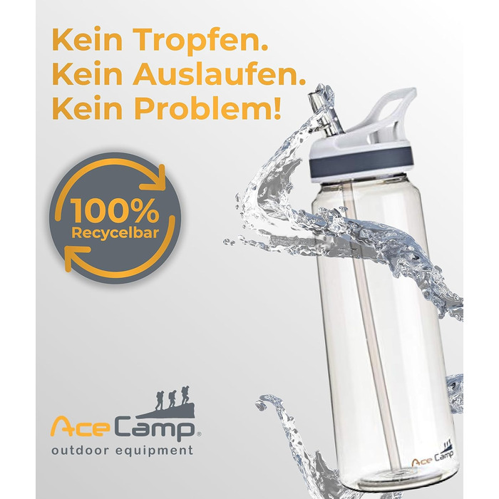 Пляшка для води AceCamp TRITAN 750 мл, спортивна, BPA-free, сіра, з кришкою Springdeckel