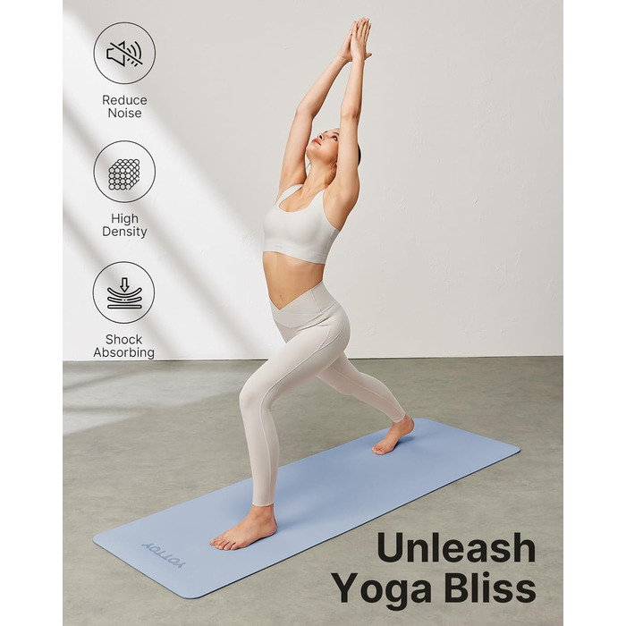 Килимок для йоги з TPE, нековзний, 60 x 60 см (24 x 0.24 дюйма), для пілатесу, фітнесу, з сумкою та ремінком. Зелений (Блакитний)