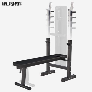 GORILLA SPORTS® Лава для жиму з підставкою, багатофункціональна, регульована висота і кут нахилу, складана, до 200 кг, чорна або біла – тренувальна лава для жиму, фітнесу, пресу