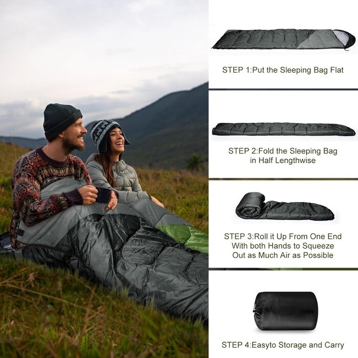 Спальний мішок Yarmiene 3-4 сезони, для дорослих та дітей, чорний+сірий