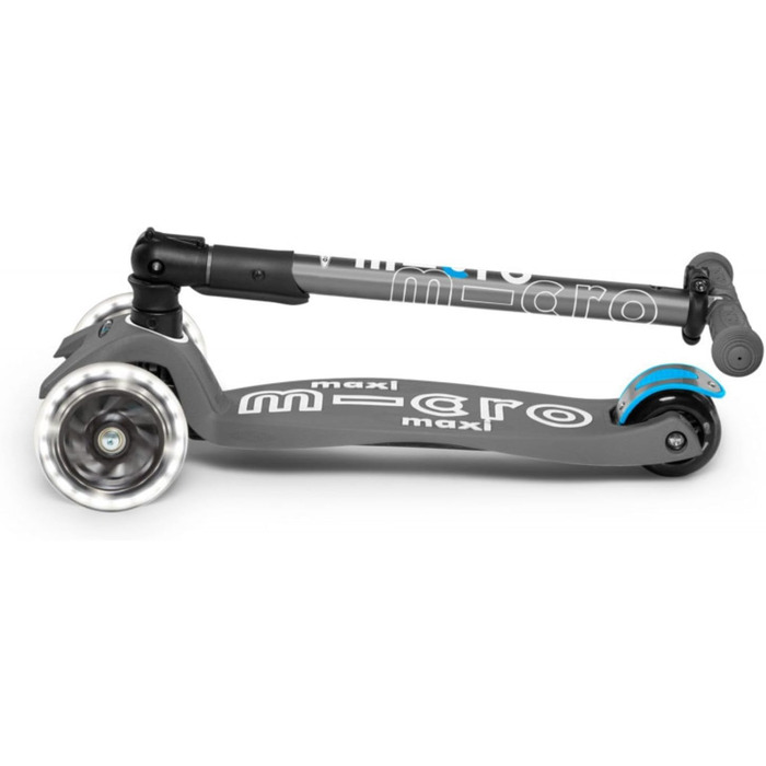 Дитячий самокат Micro Kickboard Maxi Deluxe, складаний, 3 колеса, LED підсвітка, швейцарський дизайн, для дітей 5-12 років, сірий