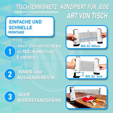 Набір для настільного тенісу NIRBUN з висувним сіткою, професійні ракетки, тенісні м'ячі 3 зірки, регульована сітка для будь-якого столу, портативний набір для 2 гравців