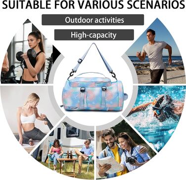 Спортивна сумка AUNGKWANG для дівчаток, водонепроникна, з відділенням для взуття та мокрих речей (Рожева/Блакитна)
