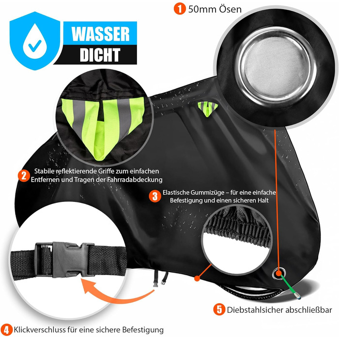 Водонепроникний чохол для велосипеда BigDean – захист від негоди, підходить для 1-2 велосипедів, мотоциклів та ролерів, поліестер 210D