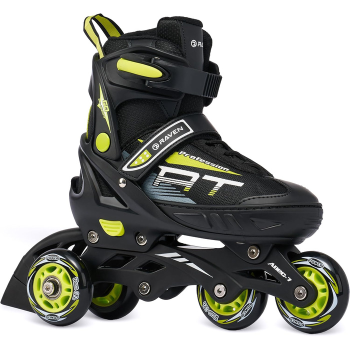 Інлайнерожі RAVEN Profession 4in1 чорного та лаймового кольору, регульовані 31-35 (20,5-23 см), для дітей та дорослих