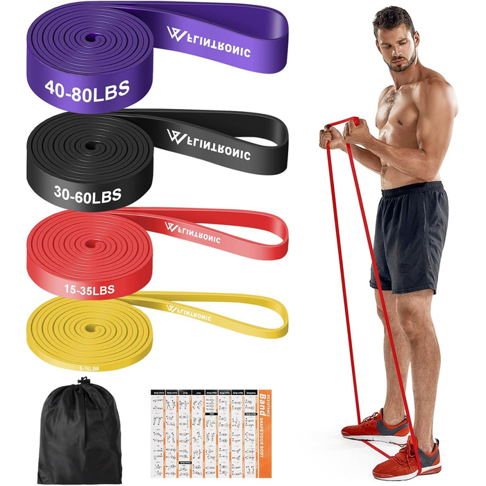 Набір еластичних стрічок Flintronic для фітнесу та йоги, 4 шт.