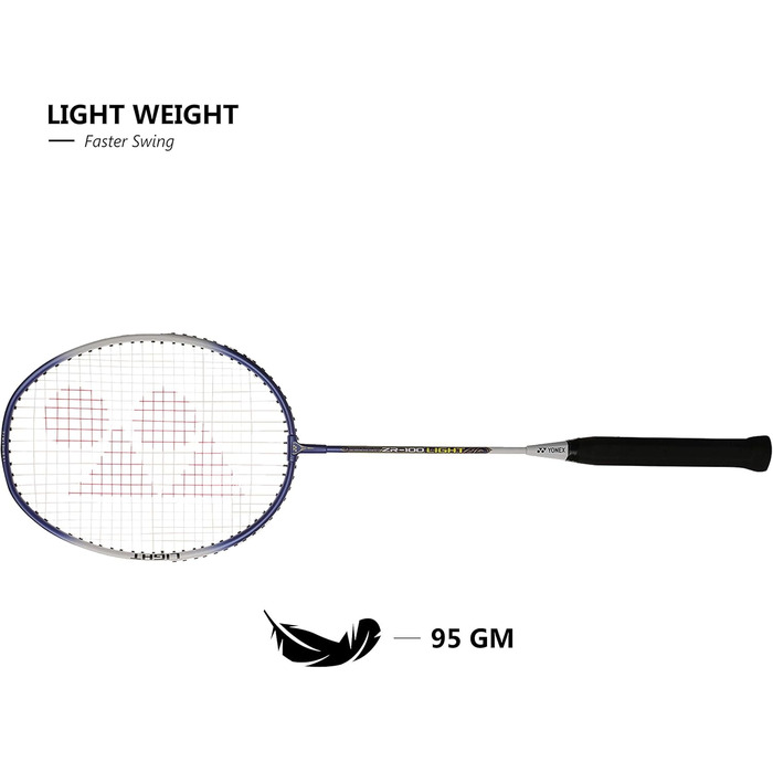 Yonex ZR 100 Легкі алюмінієві бадмінтонні ракетки з чохлом, набір 2 шт., вироблено в Індії