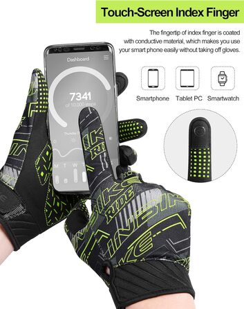 Велосипедні рукавички INBIKE для чоловіків, бігові рукавички, ударостійкі, еластичні, світловідбиваючі, дихаючі (зелені, розмір M)