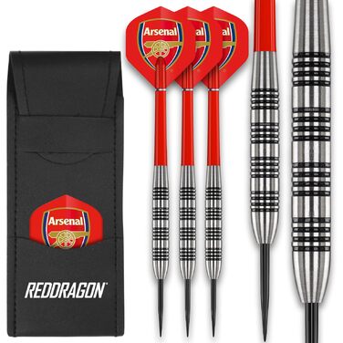 Професійні дротики (дартс) Arsenal FOCO Red Dragon 24г, 80% Tungsten, з металевими наконечниками, пір'ями та гаманцем для дротиків