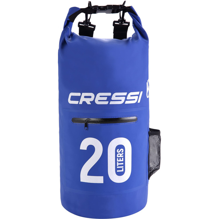 Водонепроникний мішок Cressi Dry Bag для дайвінгу, плавання, риболовлі, водних видів спорту, кемпінгу та сноубордингу, 20 літрів, синій (з блискавкою)