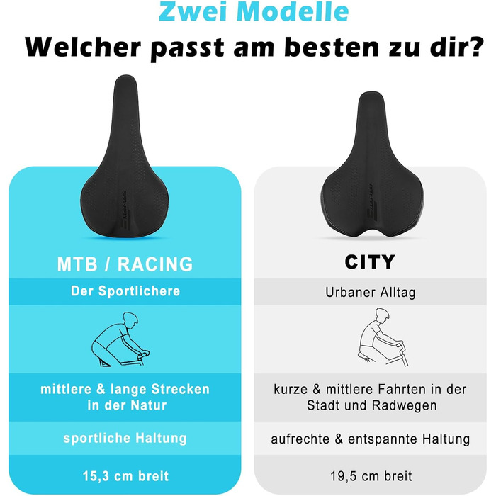 Велосипедне сідло FIFTY-FIFTY MTB: комфортне, з memory foam, водонепроникне для чоловіків та жінок. Сумісне з MTB та шосейними велосипедами