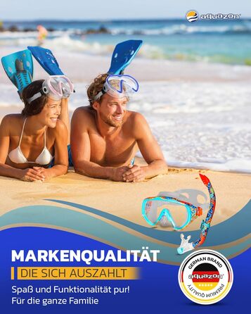 Дитячий набір для снорклінгу AQUAZON ELBA: маска з м'якого силікону, темпероване скло, 7-14 років