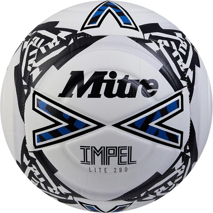 М'яч футбольний Mitre Impel Lite 360 – легкий, зносостійкий, розмір 4, білий/чорний/синій