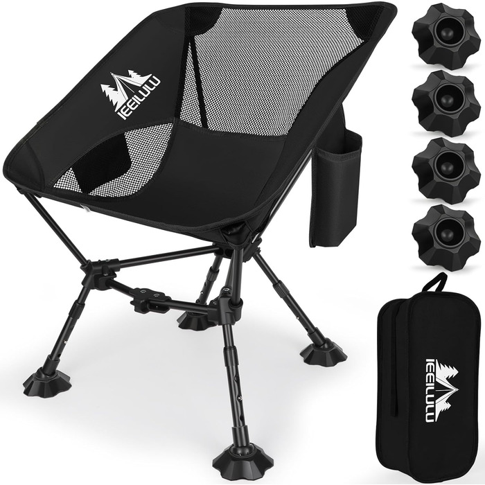 Складний туристичний стілець JONRRYIN для кемпінгу та відпочинку на природі: легкий, з кишенями та сіткою на спинці