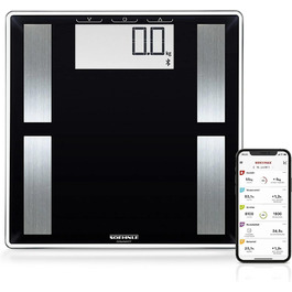 Смарт-вага Soehnle Shape Sense Connect 50 з Bluetooth, аналізатор складу тіла BIA, чорна, велике LCD, підключення до додатку