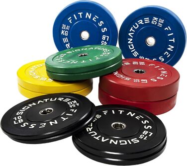 Олімпійські диски Signature Fitness зі сталевою втулкою, 5,1 см, набір 117,9 кг, кольорові